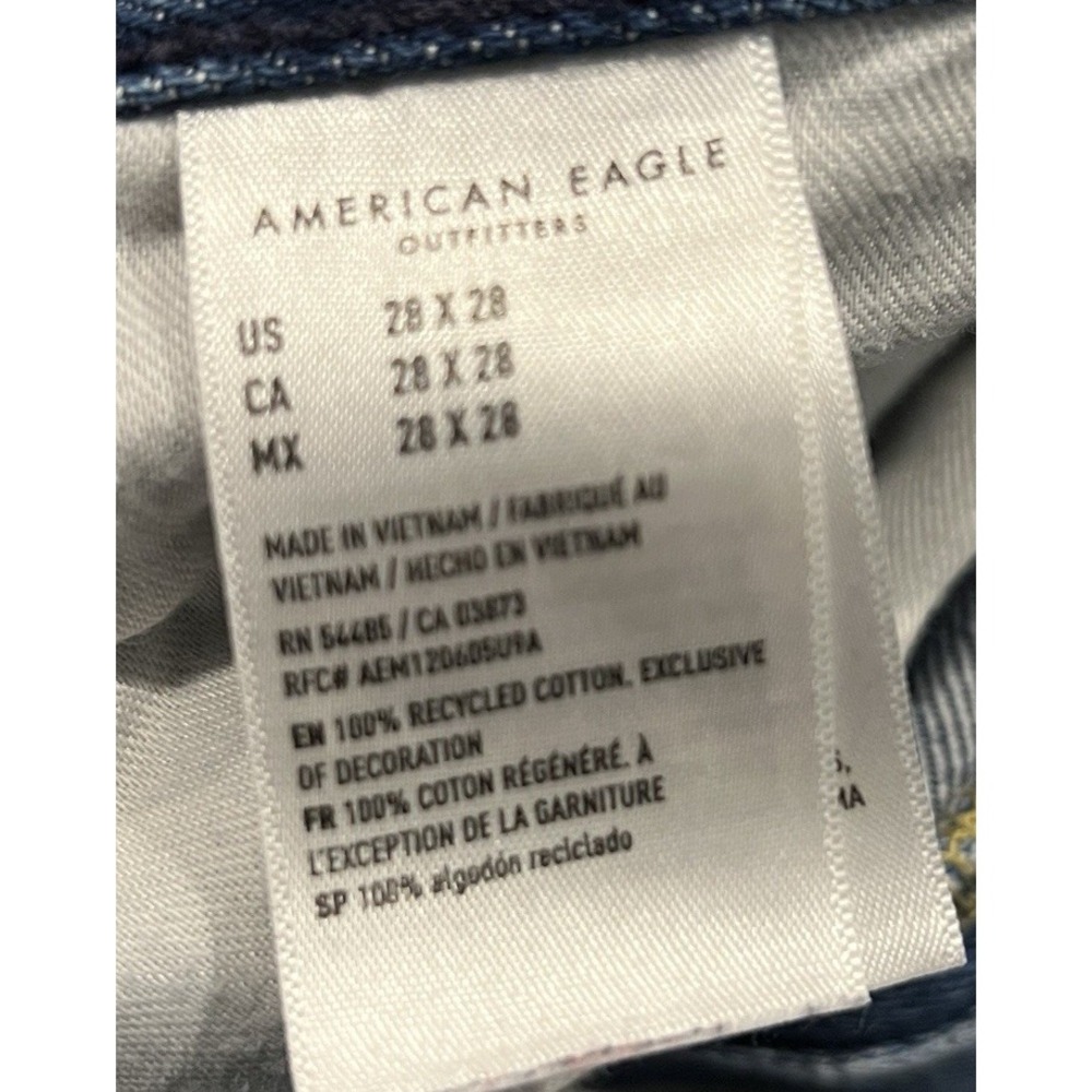 American Eagle Jeans Mens 28x28 Blue Straight Medium Wash Preppy Stretch Denim - Picture 5 of 12